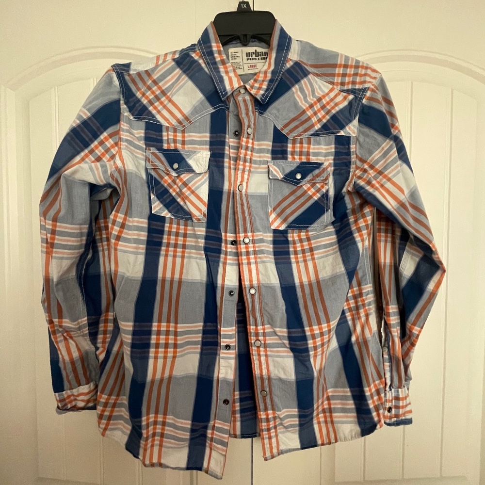 URBAN PIPELINE WESTERN PLAID SHIRT  SIZE L
